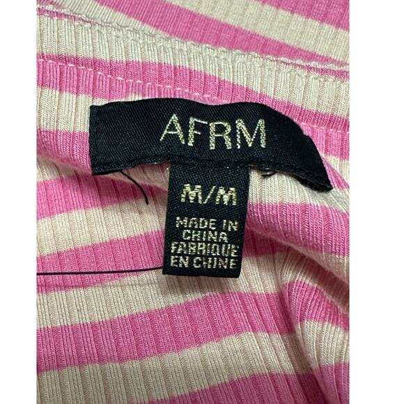 AFRM Women's Bandeau Tank Top Pink Tan Striped One Shoulder Adjustable M NWOT - Picture 8 of 9
